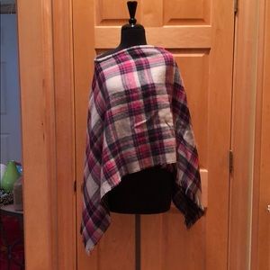 Soft acrylic plaid poncho